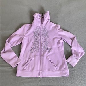 Made for life full zip light purple cowl neck